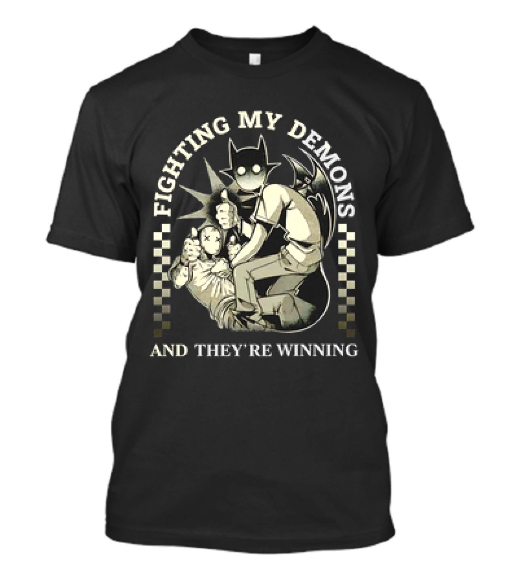 Fighting My Demons And They're Winning Creepy Cartoon T-Shirt