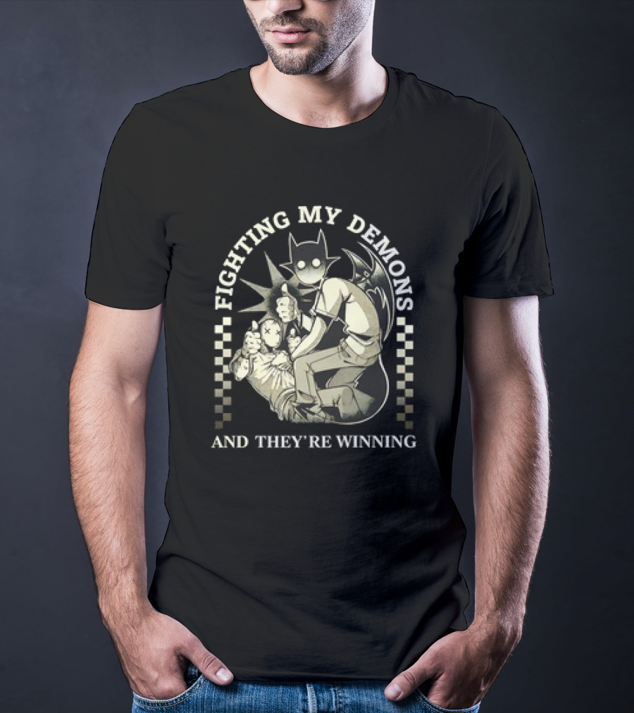 Fighting My Demons And They're Winning Creepy Cartoon T-Shirt