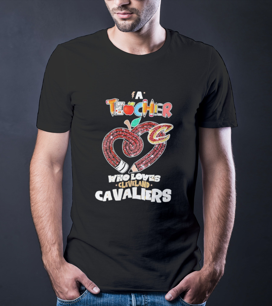 Teacher Heart Pencil Apple Cleveland Cavaliers T-Shirt