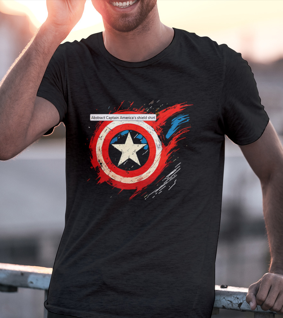 Abstract Captain America’s Shield With Star And Brush Strokes T-Shirt