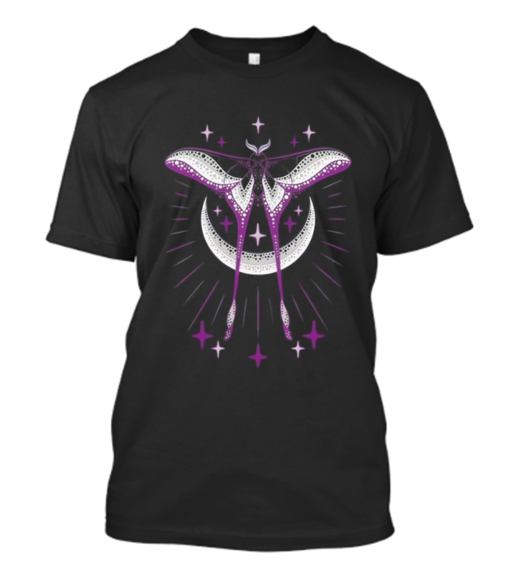 Ace Moonmoth With Crescent Moon And Radiant Stars T-Shirt