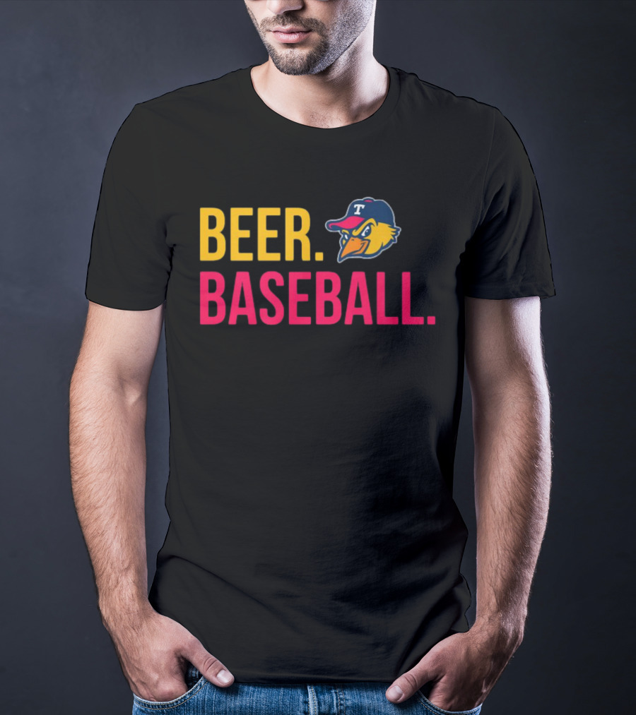 Beer Baseball T-Bird Mascot Bold Text Design T-Shirt
