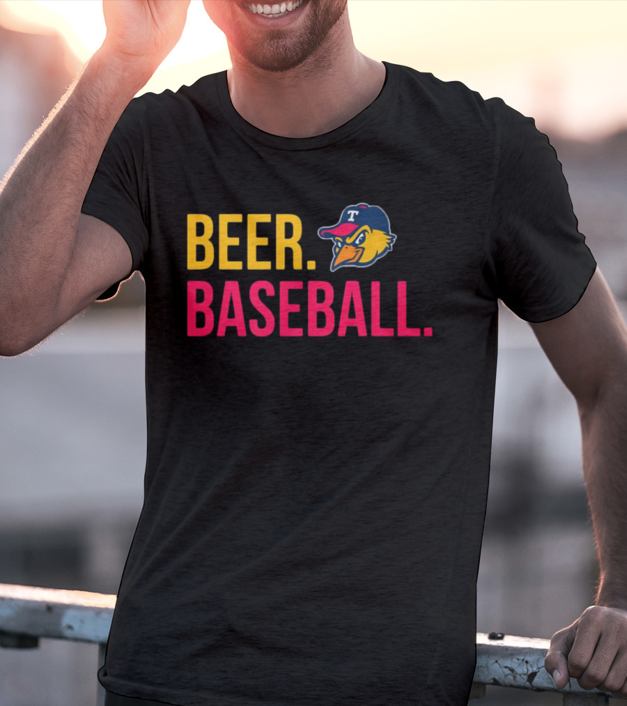 Beer Baseball T-Bird Mascot Bold Text Design T-Shirt