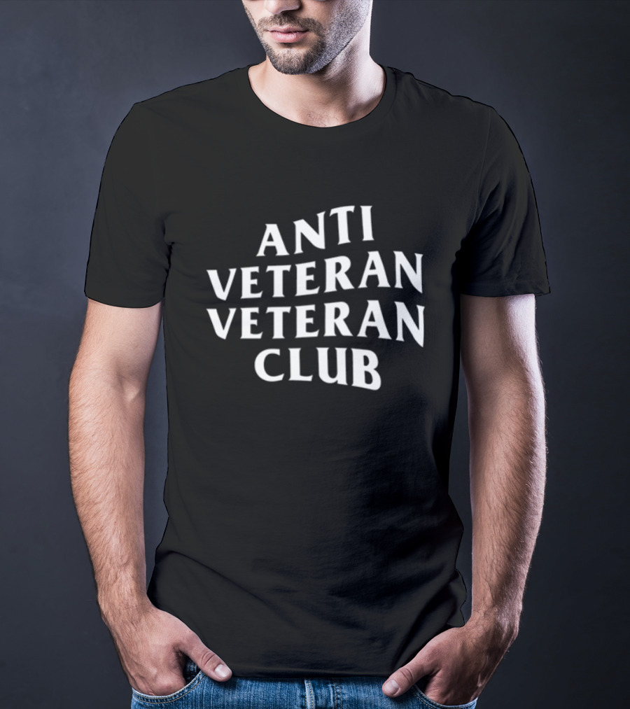 Anti Veteran Veteran Club Vintage Style White Text T-Shirt