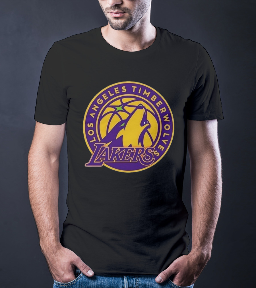 Los Angeles Timberwolves Lakers Collaboration Emblem Transformation T-Shirt
