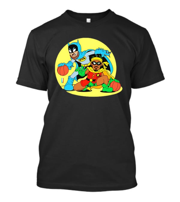 Batman And Robin Warriors Basketball Cartoon Crossover With Superhero Style T-Shirt