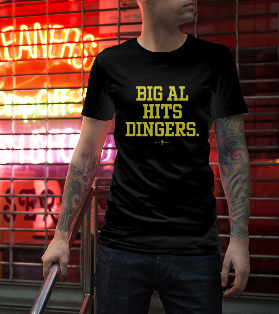 Big Al Hits Dingers Baseball Quote Yellow Text T-Shirt