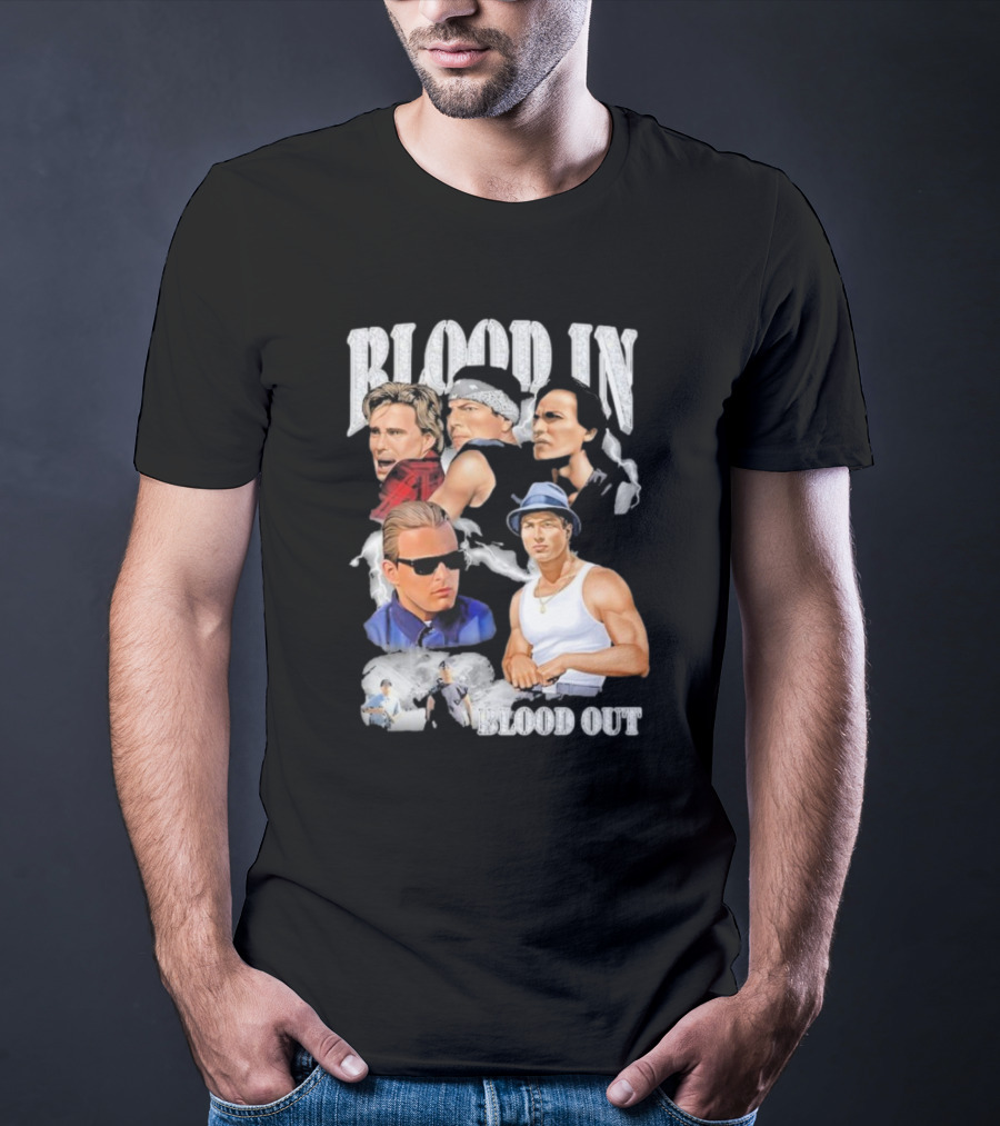 Blood In Blood Out Movie Characters Collage With Diamonds T-Shirt