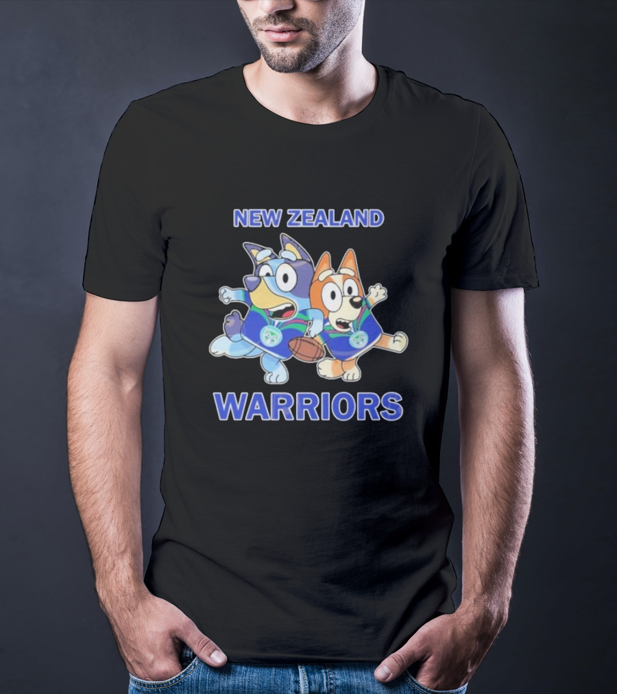 Bluey New Zealand Warriors Rugby Collaboration T-Shirt