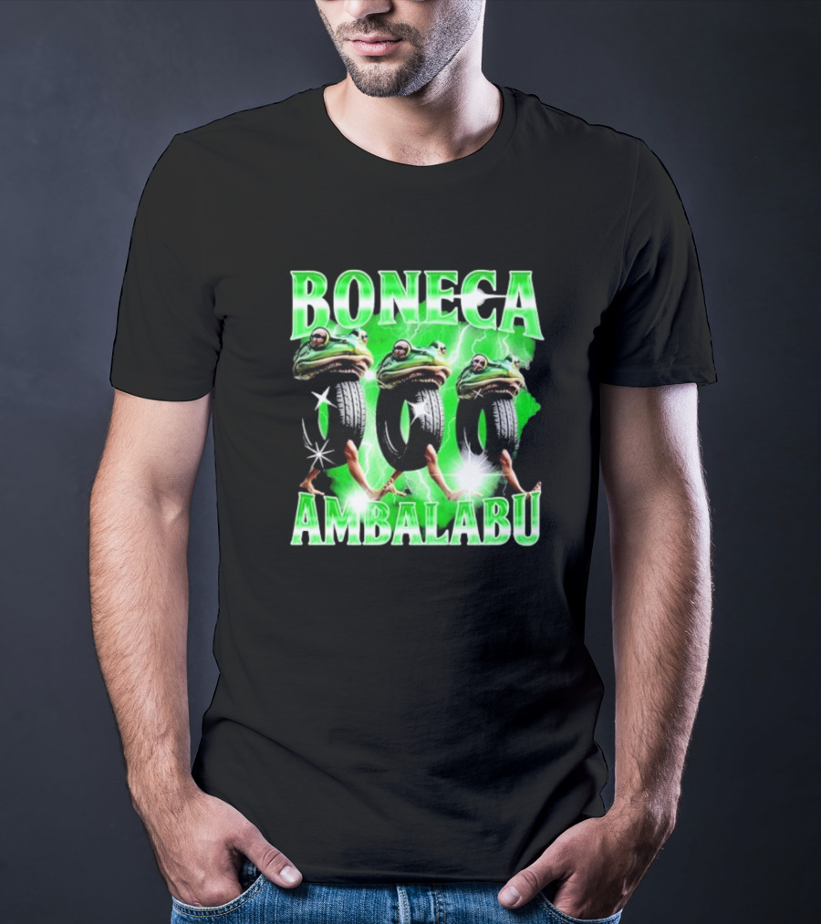 Boneca Ambalabu Frog Head With Tires And Green Lightning T-Shirt