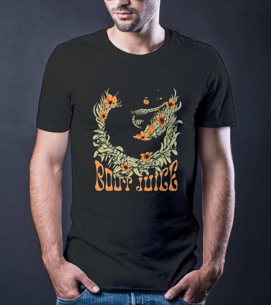 Boot Juice Snake With Floral Wreath And Orange Flowers T-Shirt