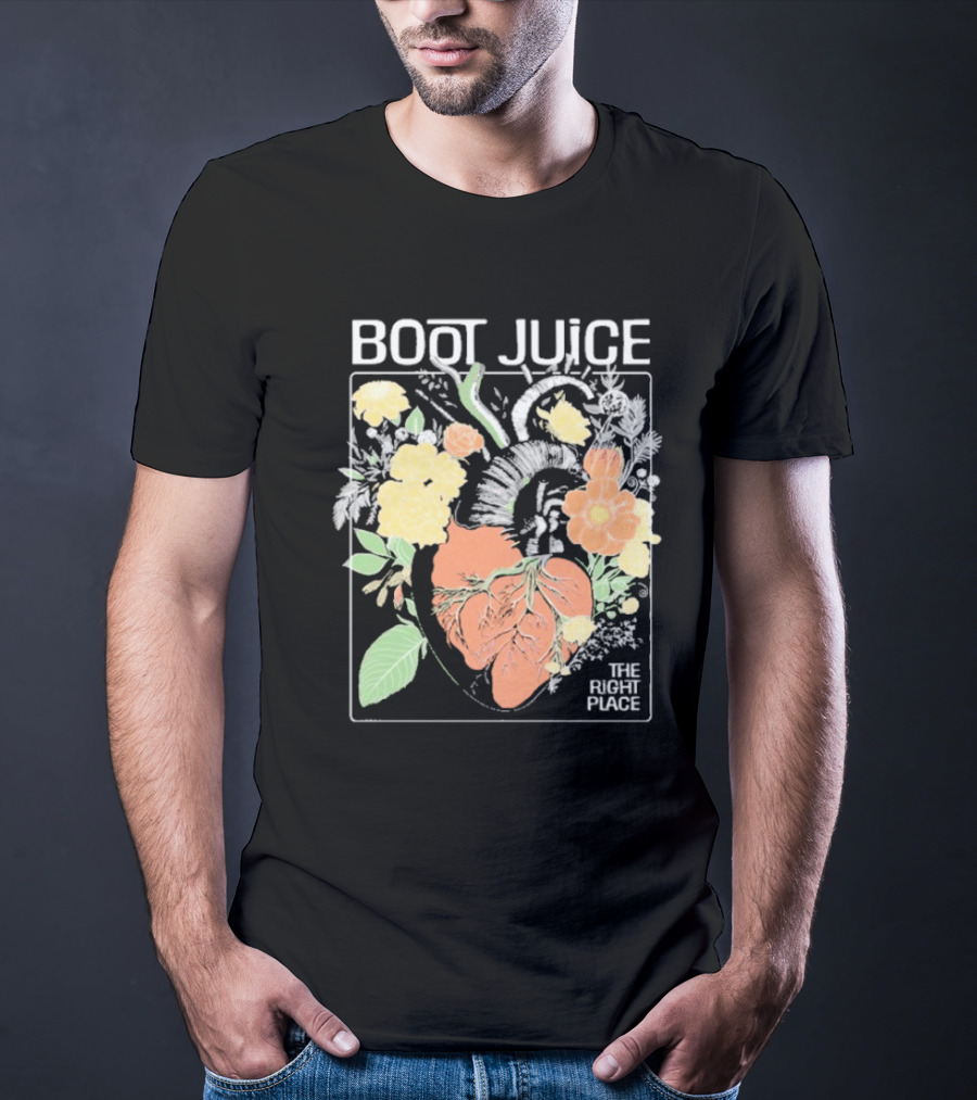 Boot Juice The Right Place Floral Heart Botanical Vintage Style T-Shirt