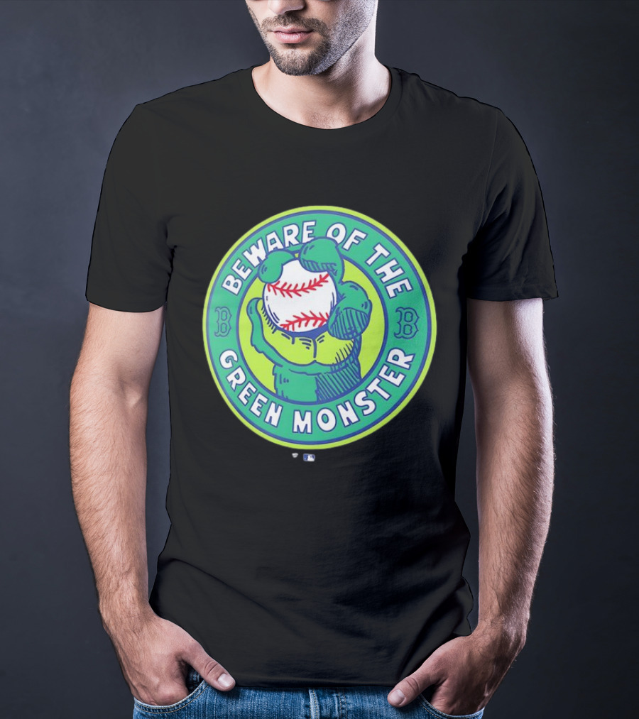 Boston Red Sox Beware Of The Green Monster Baseball Iconic Fenway Park Imagery T-Shirt