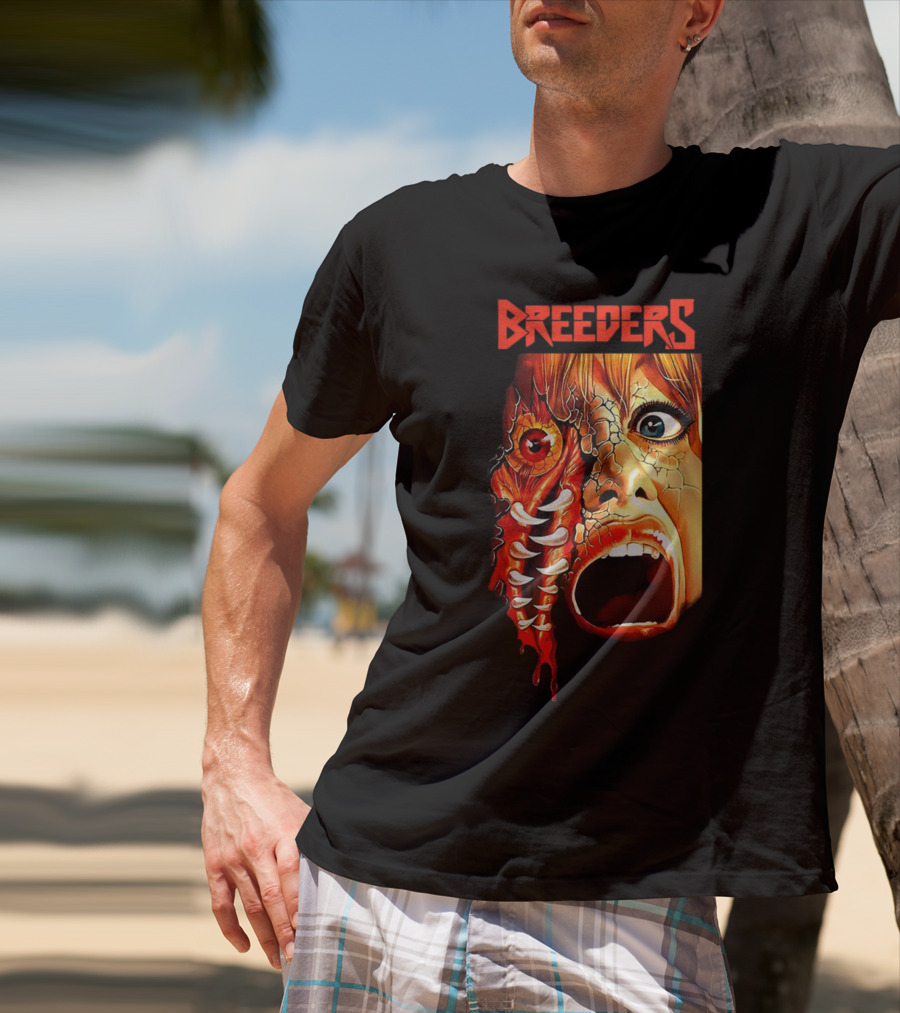 Breeders Horror Movie Artwork With Distorted Face And Eye T-Shirt