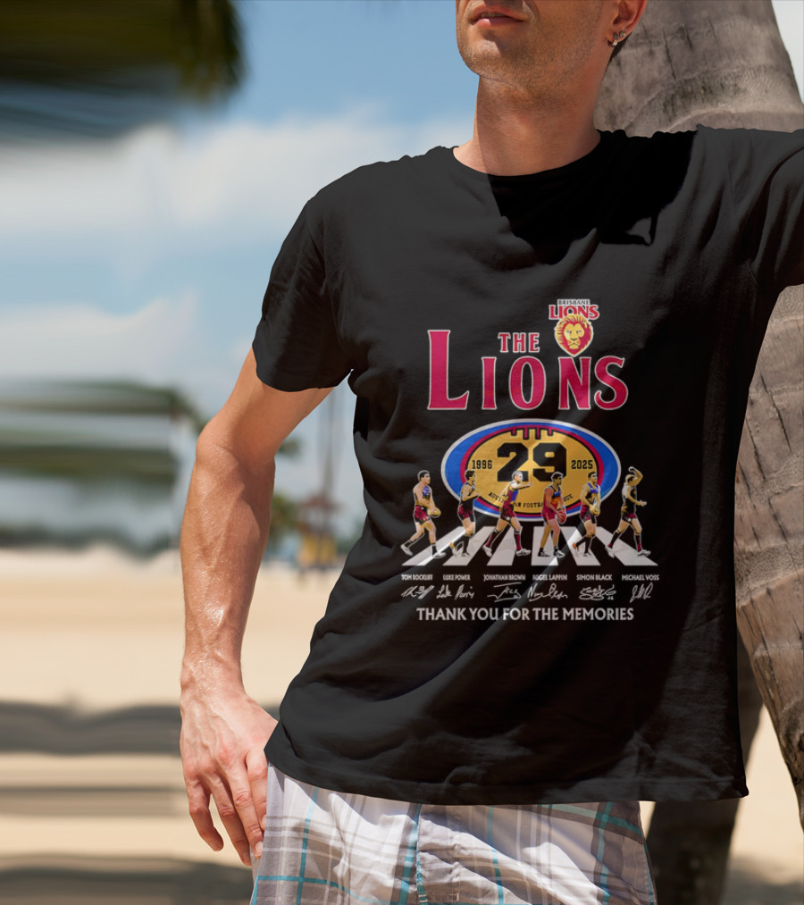 Brisbane Lions The Lions 29 Years 1996-2025 Thank You For The Memories Signatures T-Shirt