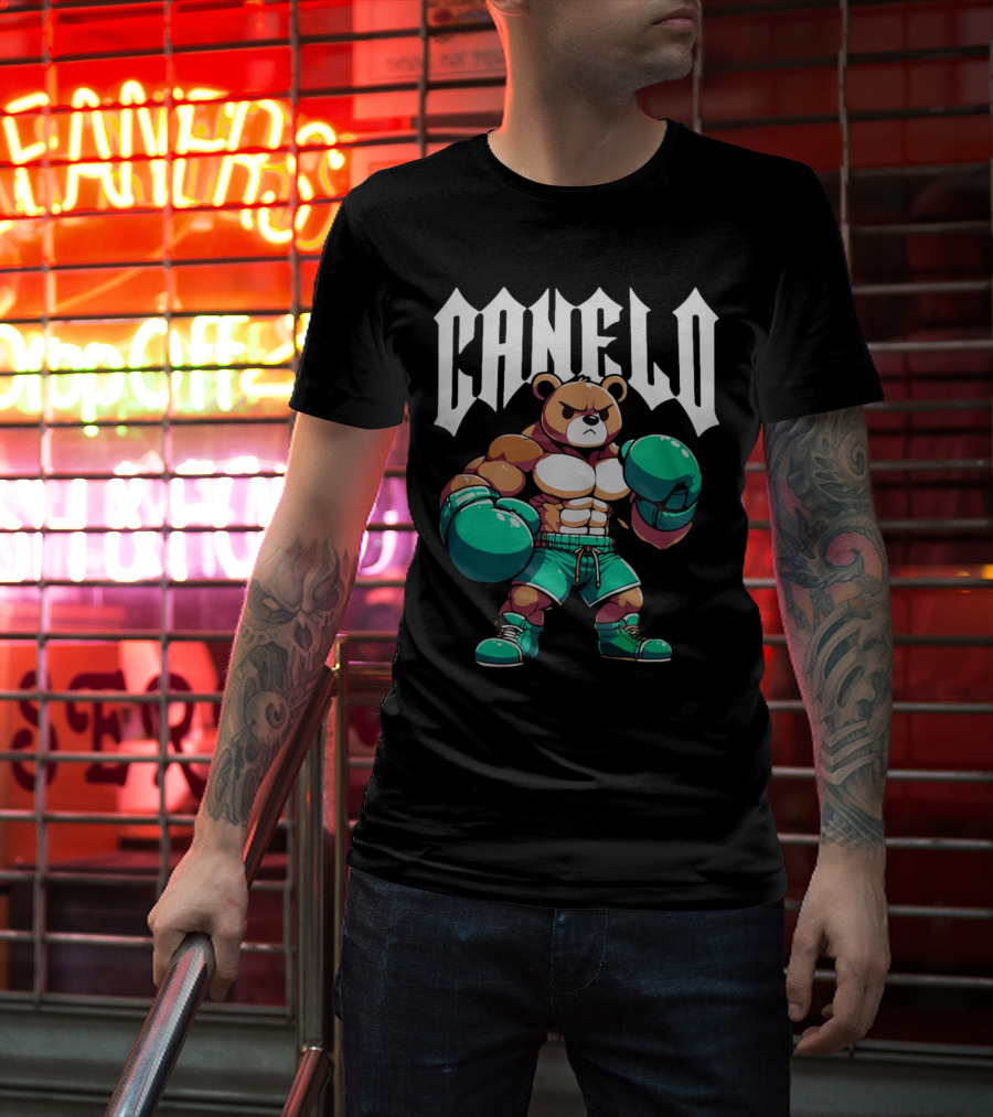 Canelo Bear Boxing Cartoon Bear With Gloves And Shorts T-Shirt