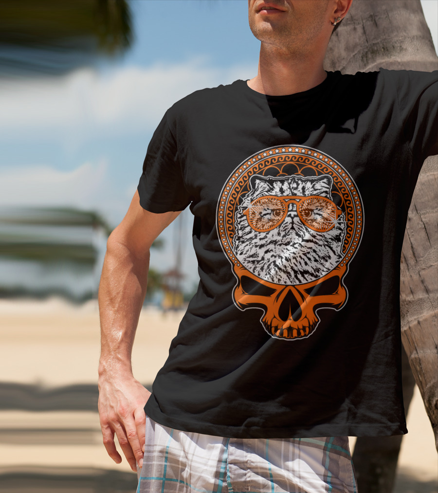 CATTY STYLE Skull Cat With Sunglasses T-Shirt