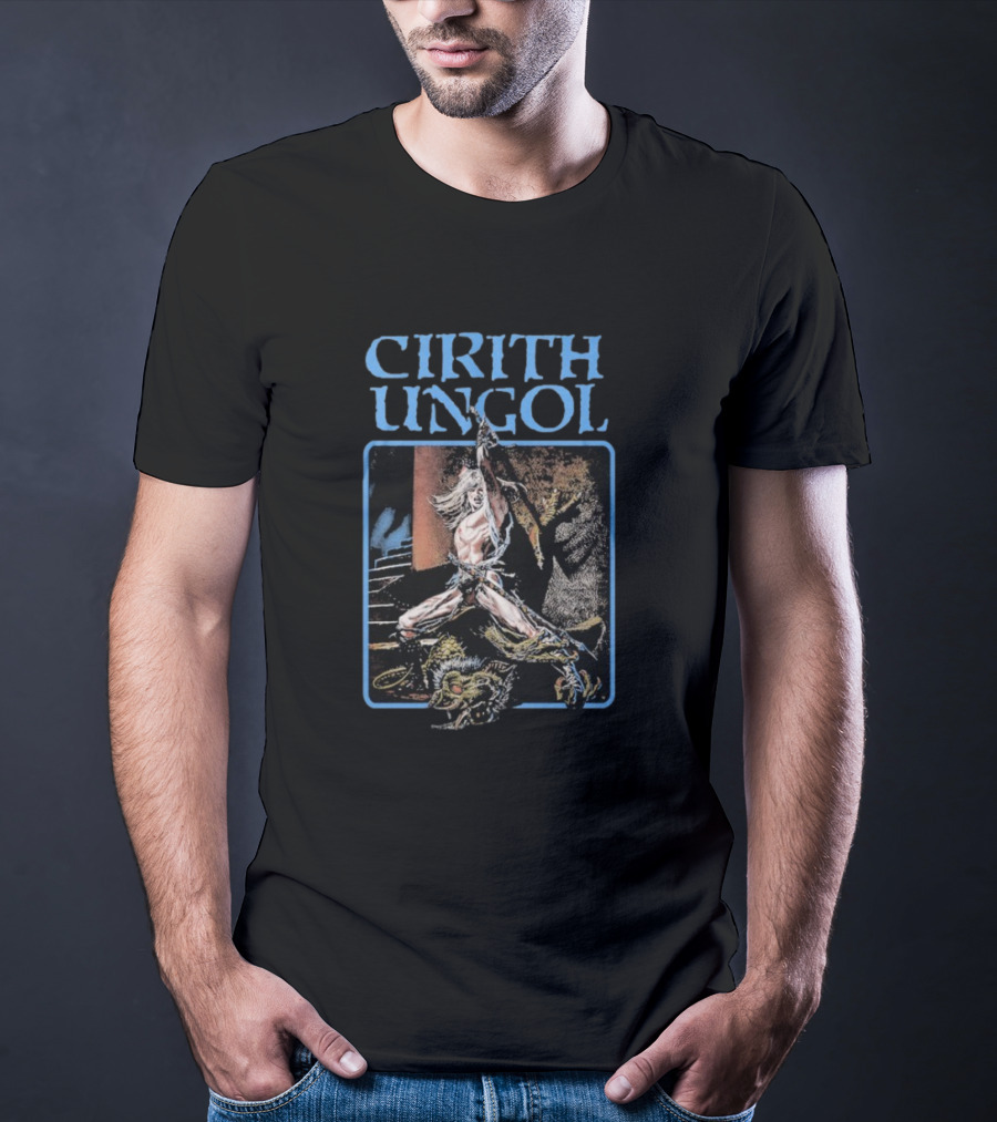 Cirith Ungol Fantasy Warrior And Dragon Battle T-Shirt