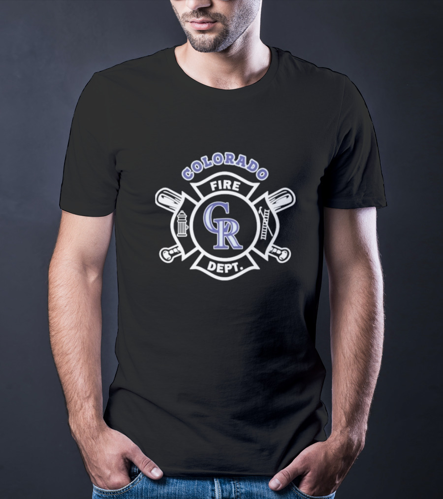 Colorado Rockies Fire Dept Firefighters Emblem With CR Logo T-Shirt