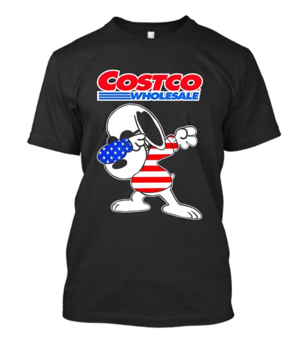 Costco Wholesale Snoopy Dabbing American Flag Stripes And Stars T-Shirt