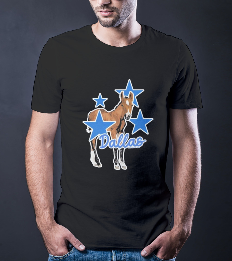 Dallas Horse With Blue Stars Iconic Design T-Shirt