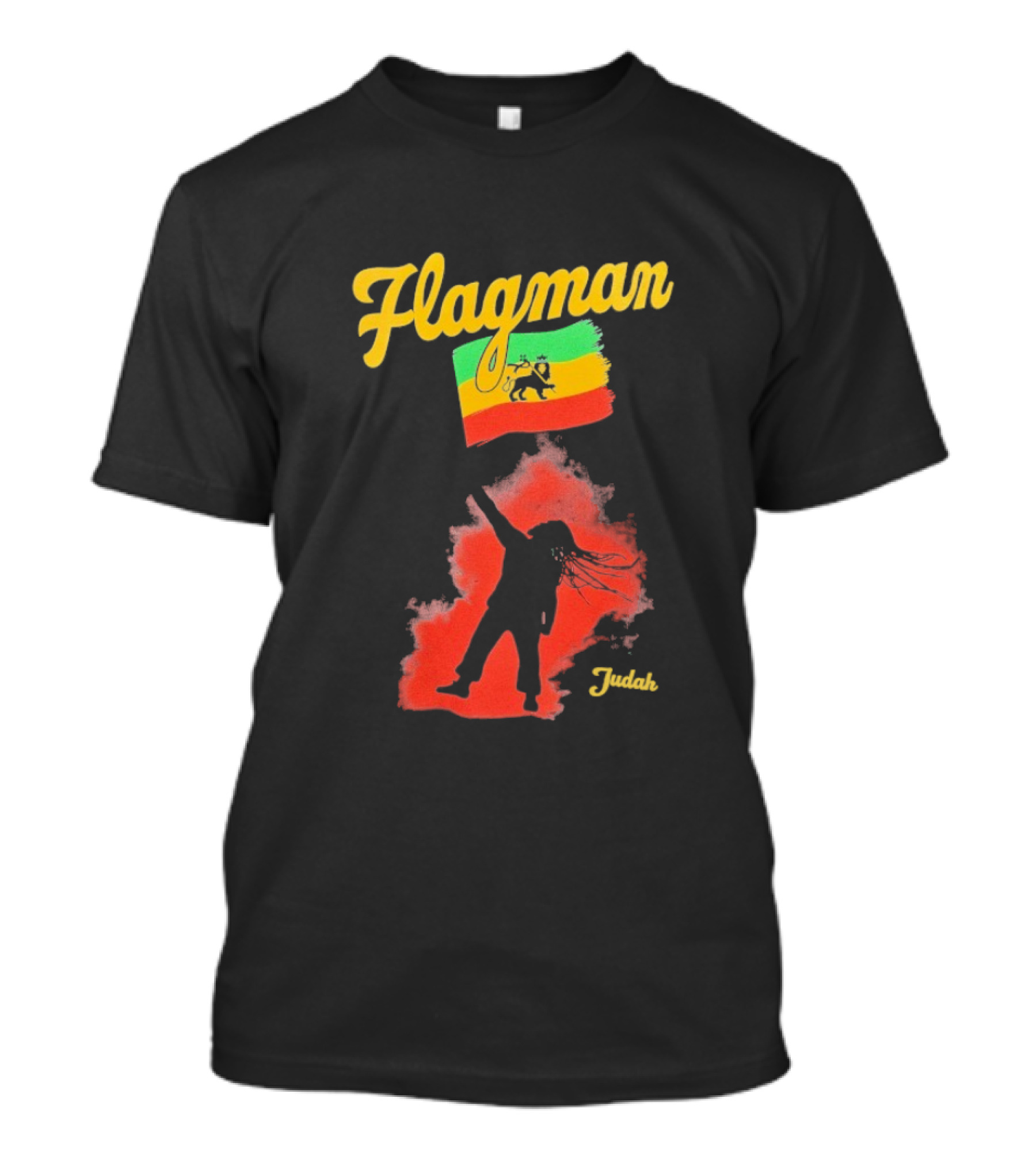 Damian Marley Flagman Judah Reggae Silhouette Red Map Background T-Shirt