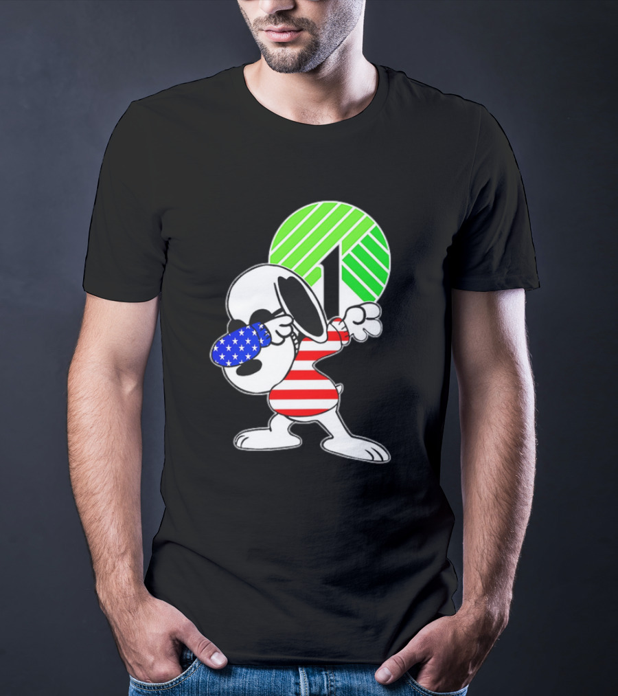 Dollar Tree Snoopy Dabbing American Flag Costume T-Shirt