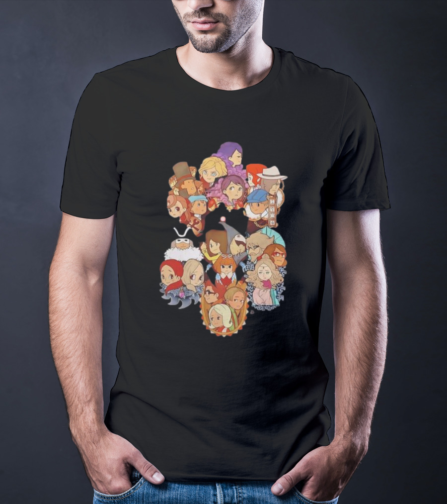 Professor Layton Every Puzzle Has An Answer With Iconic Character Collage T-Shirt