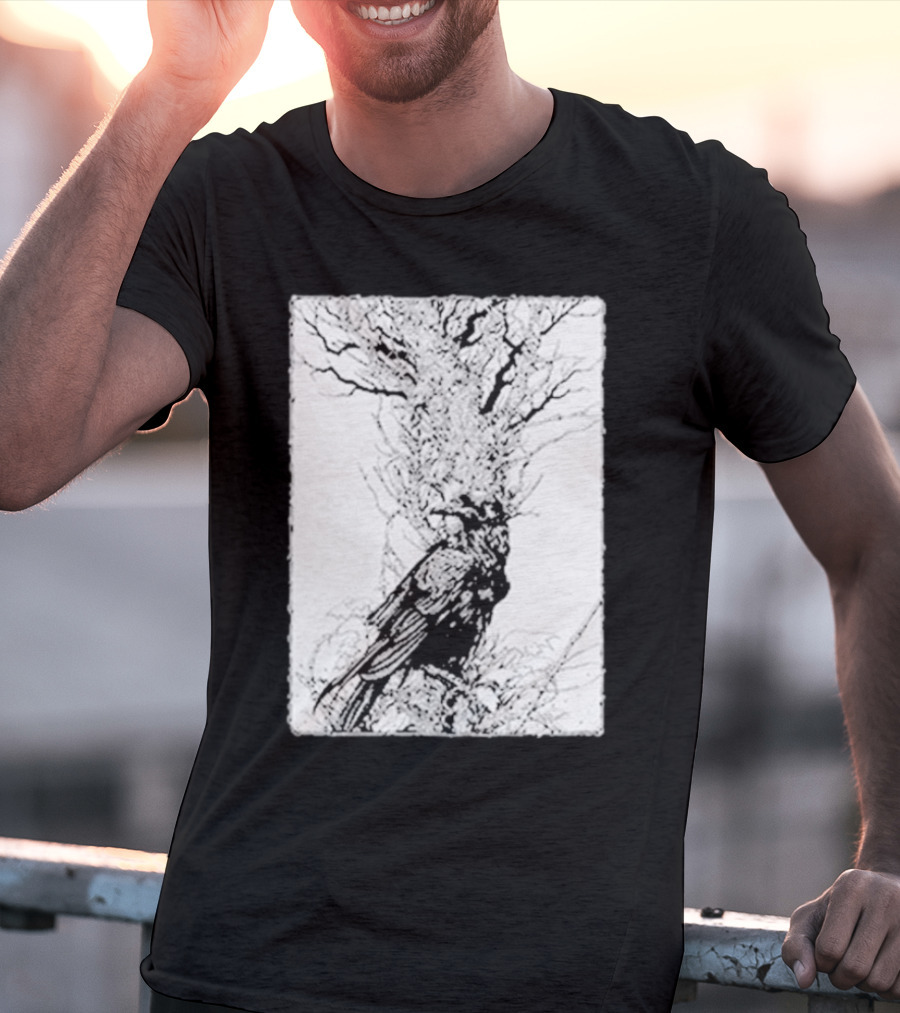 Fajar Allanda Raven Crow Art By Fajar Aeon Tree Illustration T-Shirt
