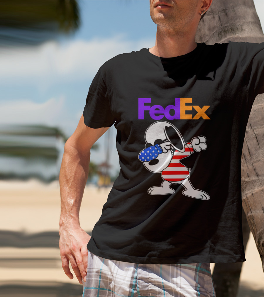 FedEx Snoopy Dabbing American Flag Icon T-Shirt