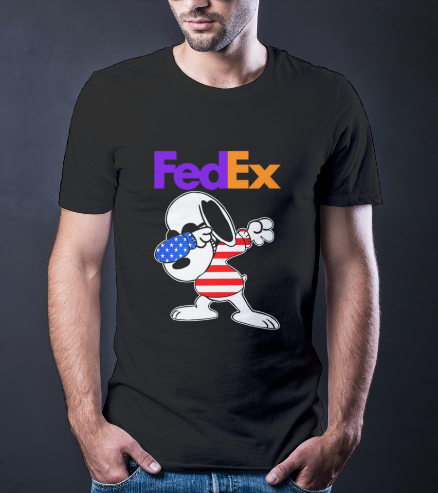 FedEx Snoopy Dabbing American Flag Icon T-Shirt