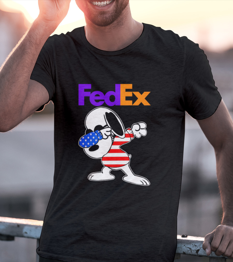 FedEx Snoopy Dabbing American Flag Icon T-Shirt