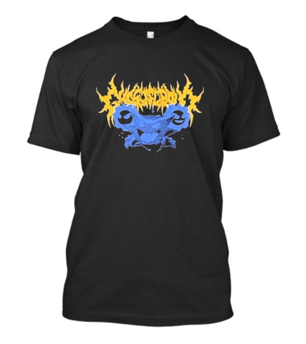 Ghost Supply Unknowns Text Striking Yellow Flames Blue Skull Graphic T-Shirt