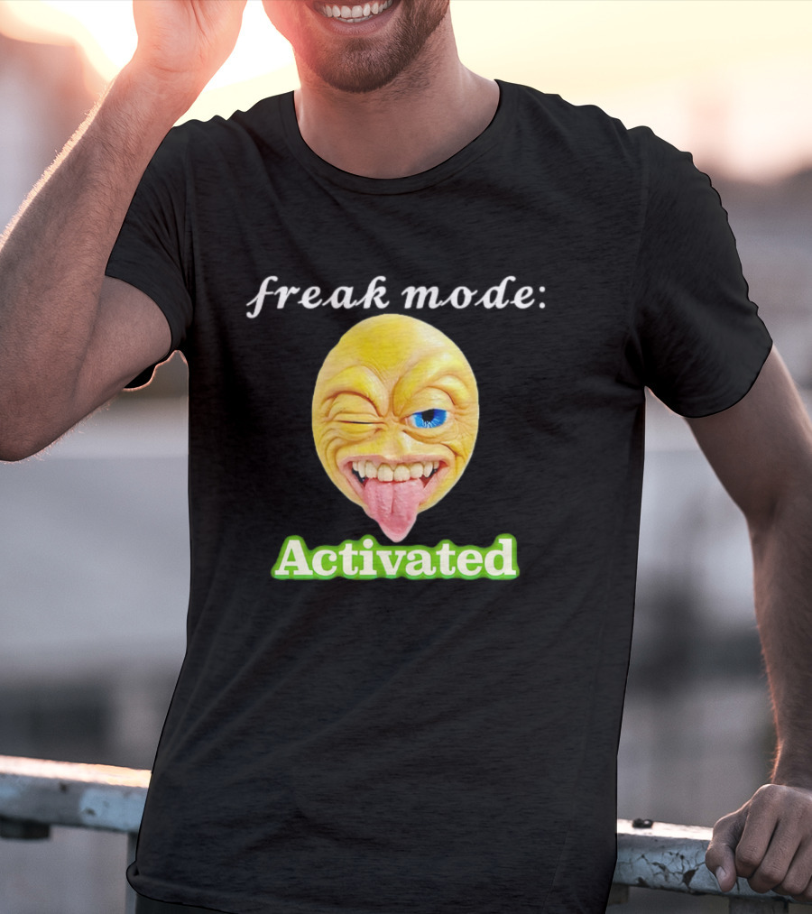 Freak Mode Activated Winking Tongue Out Emoji T-Shirt