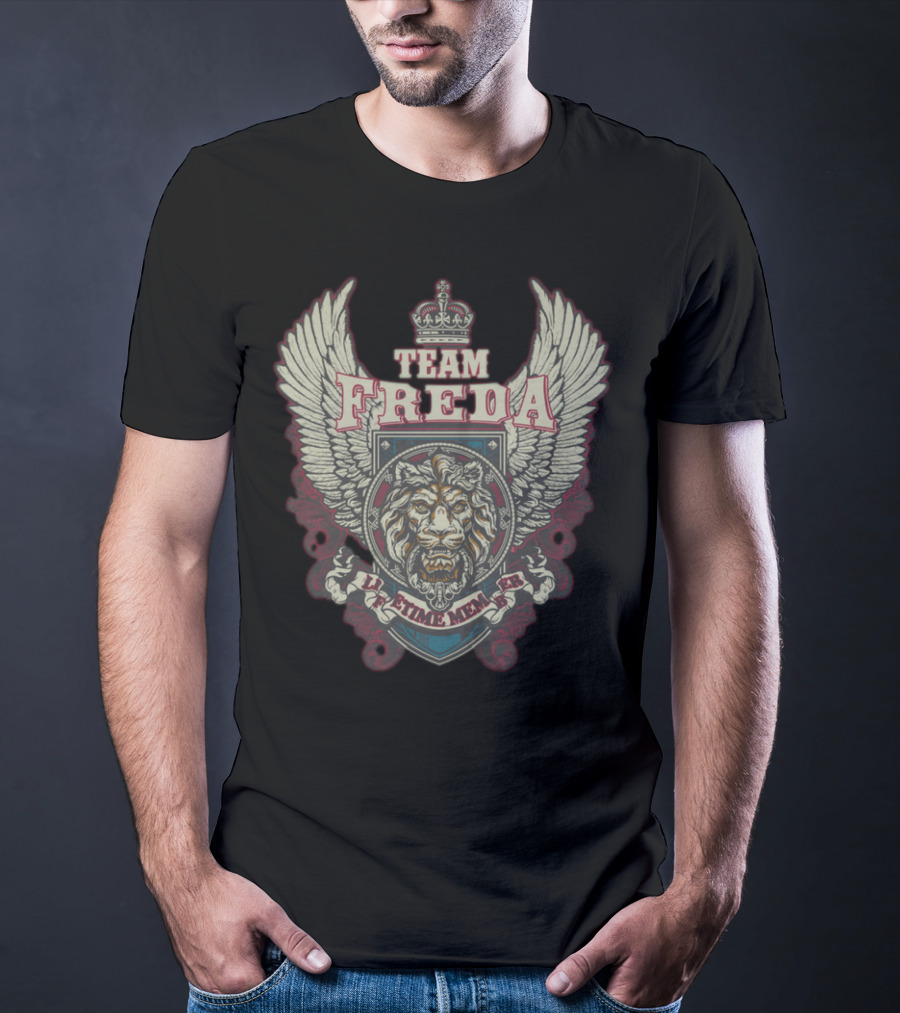 TEAM FREDA Lifetime Member Lion Crest Winged Emblem T-Shirt