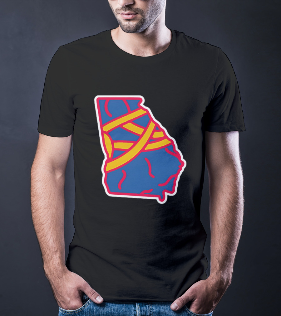 Friday Red State Stripe Atlanta Baseball Georgia Map T-Shirt