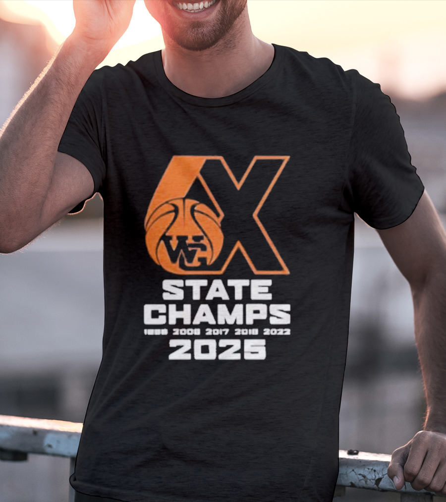 6X WG State Champs 2025 With Basketball Graphic T-Shirt