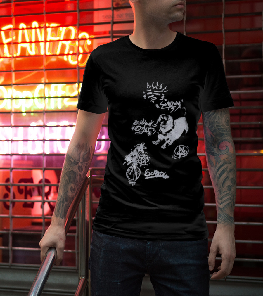 Aelfric Eden Graffiti Dog Flower Crown Art Doodle T-Shirt