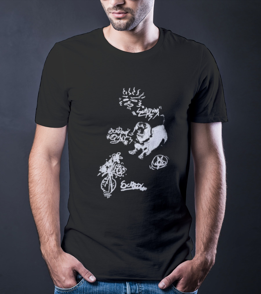 Aelfric Eden Graffiti Dog Flower Crown Art Doodle T-Shirt