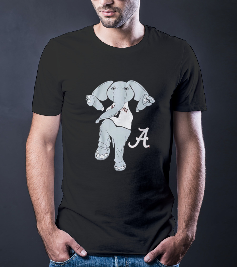 Alabama Crimson Tide Big Al Elephant Mascot Dancing With Script A Initial T-Shirt