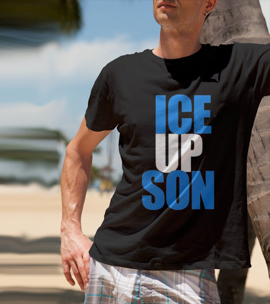 Albert Breer Ice Up Son Bold Blue And White Text T-Shirt