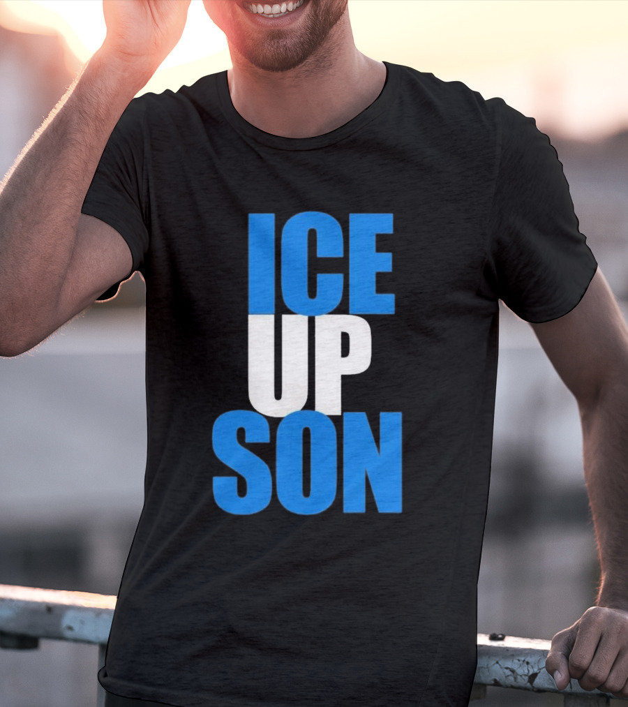 Albert Breer Ice Up Son Bold Blue And White Text T-Shirt