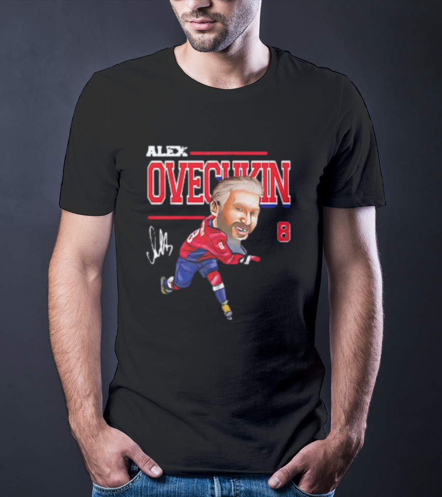 Alex Ovechkin Washington Capitals NHL Vintage Cartoon Signature 8 T-Shirt