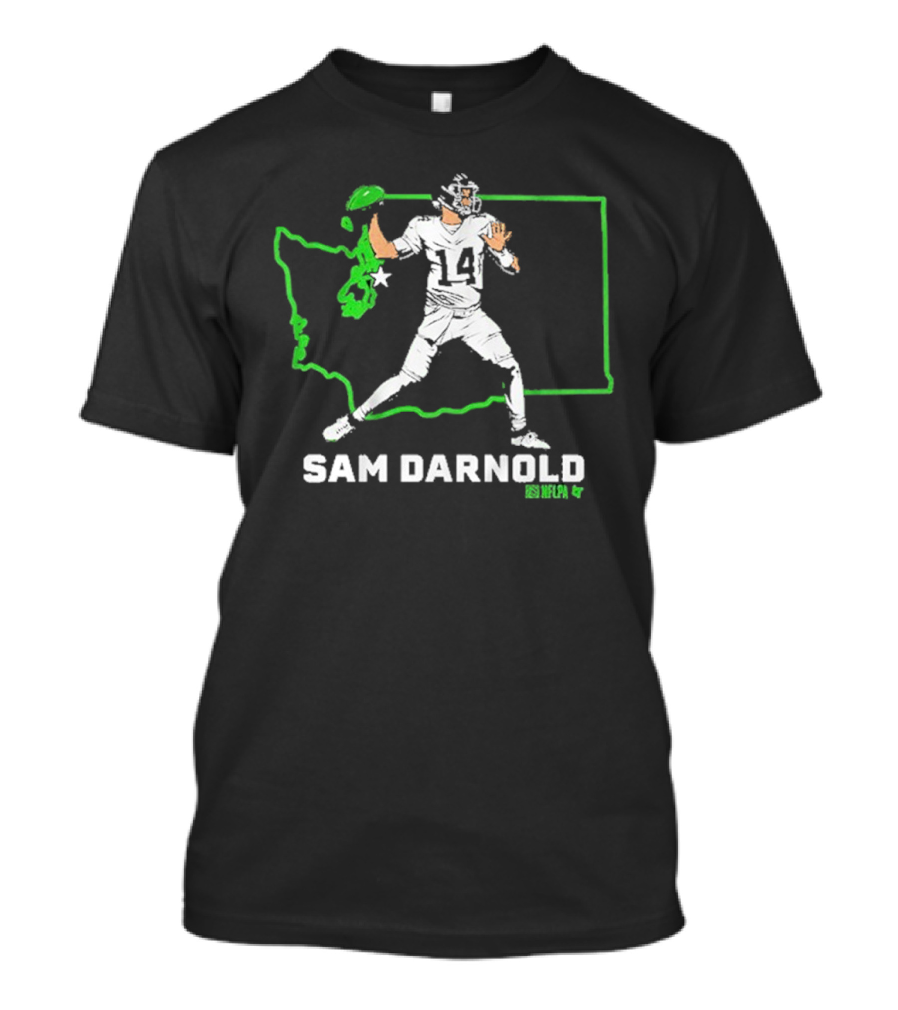 Sam Darnold Number 14 Quarterback Washington State Outline Seattle T-Shirt