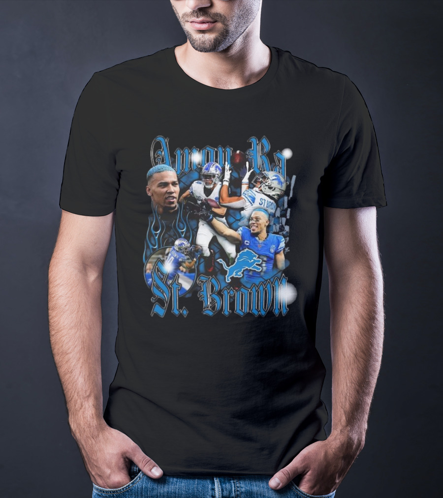 Amon Ra St. Brown Detroit Lions NFL Football Player Dynamic Collage T-Shirt