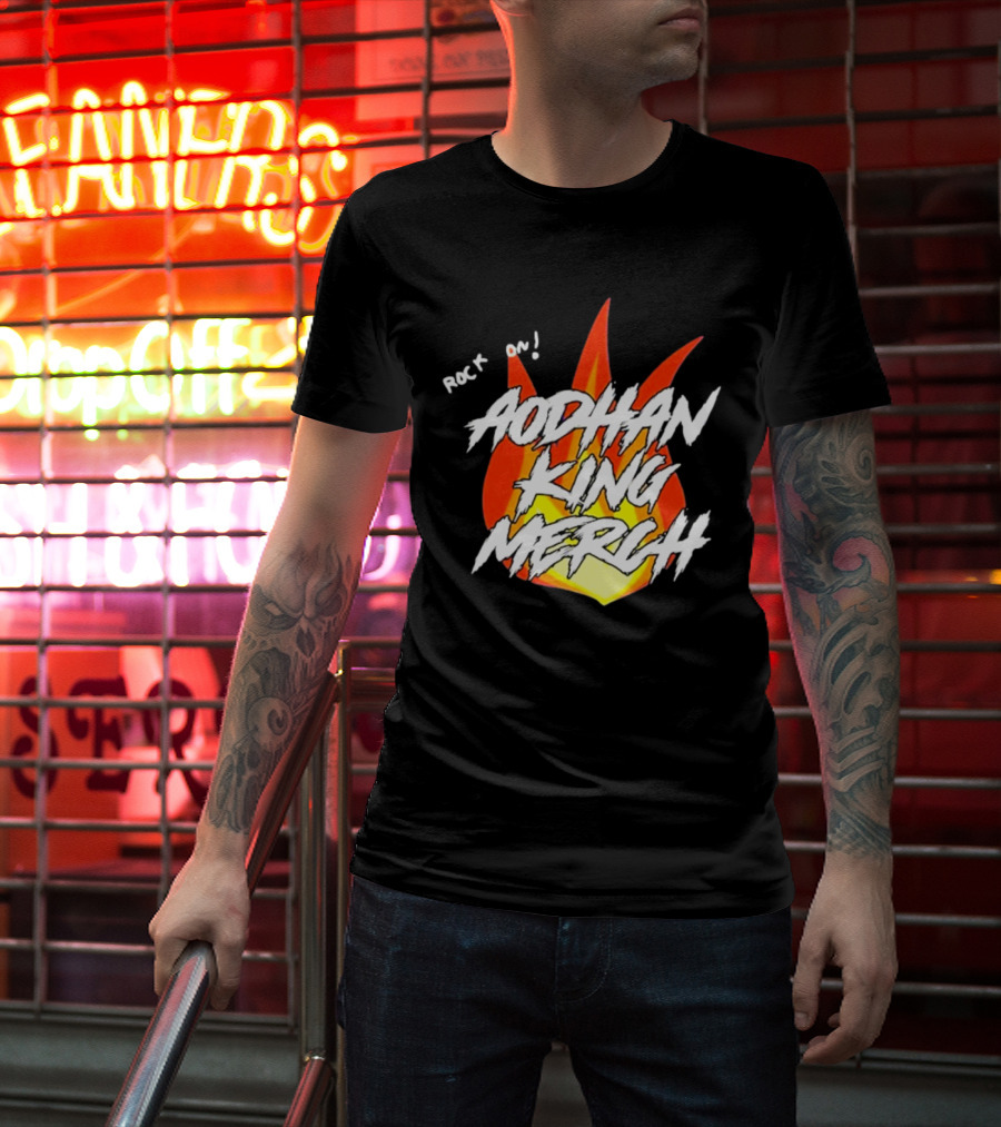 Aodhan King Rock On Flames Merch T-Shirt