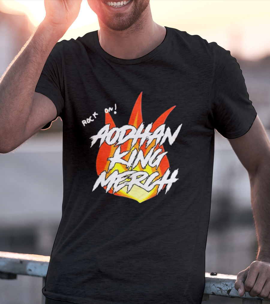 Aodhan King Rock On Flames Merch T-Shirt