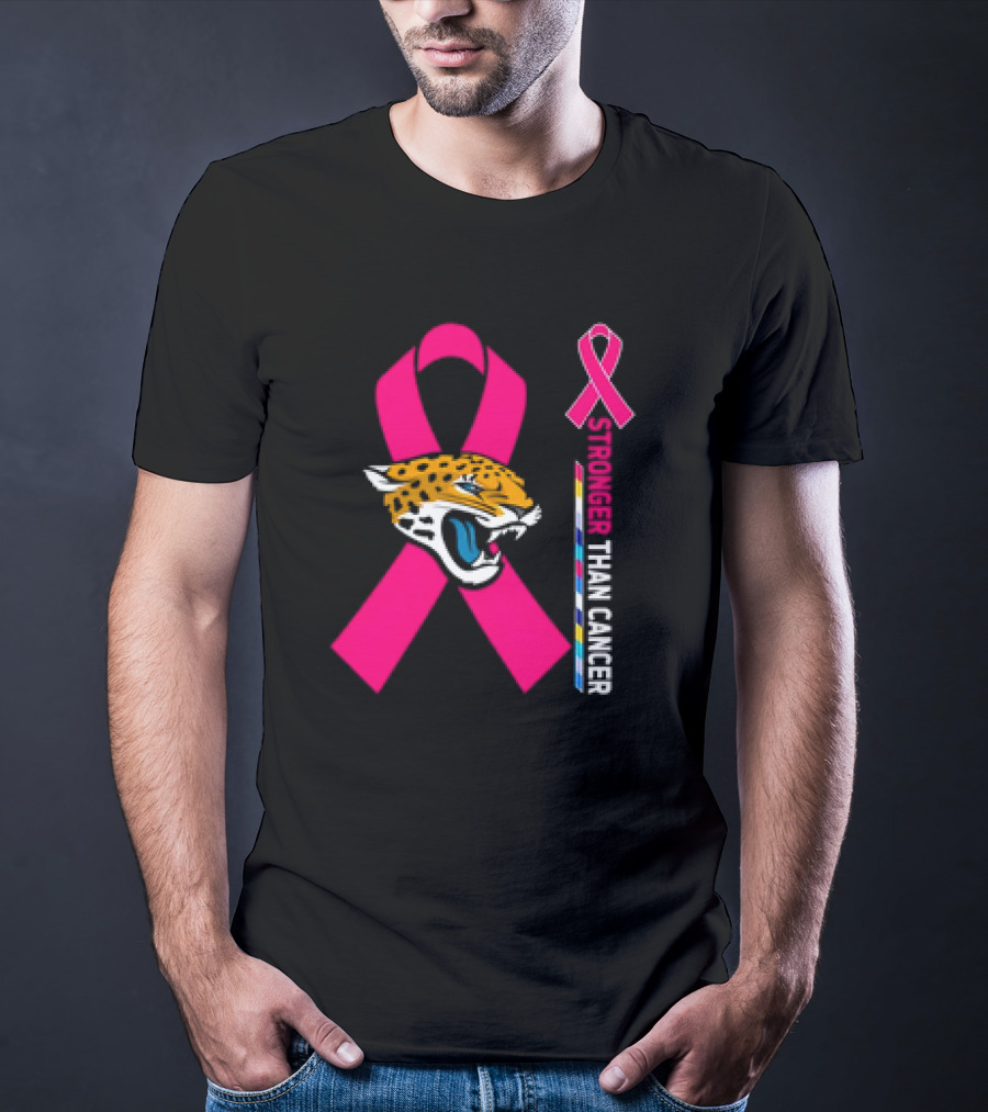 Awareness Stronger Than Cancer Pink Ribbon Jacksonville Jaguars T-Shirt