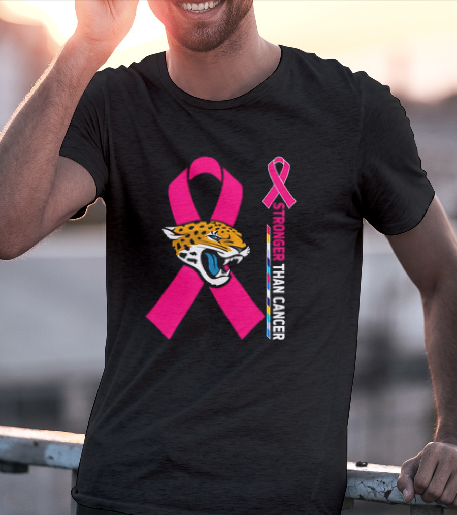 Awareness Stronger Than Cancer Pink Ribbon Jacksonville Jaguars T-Shirt