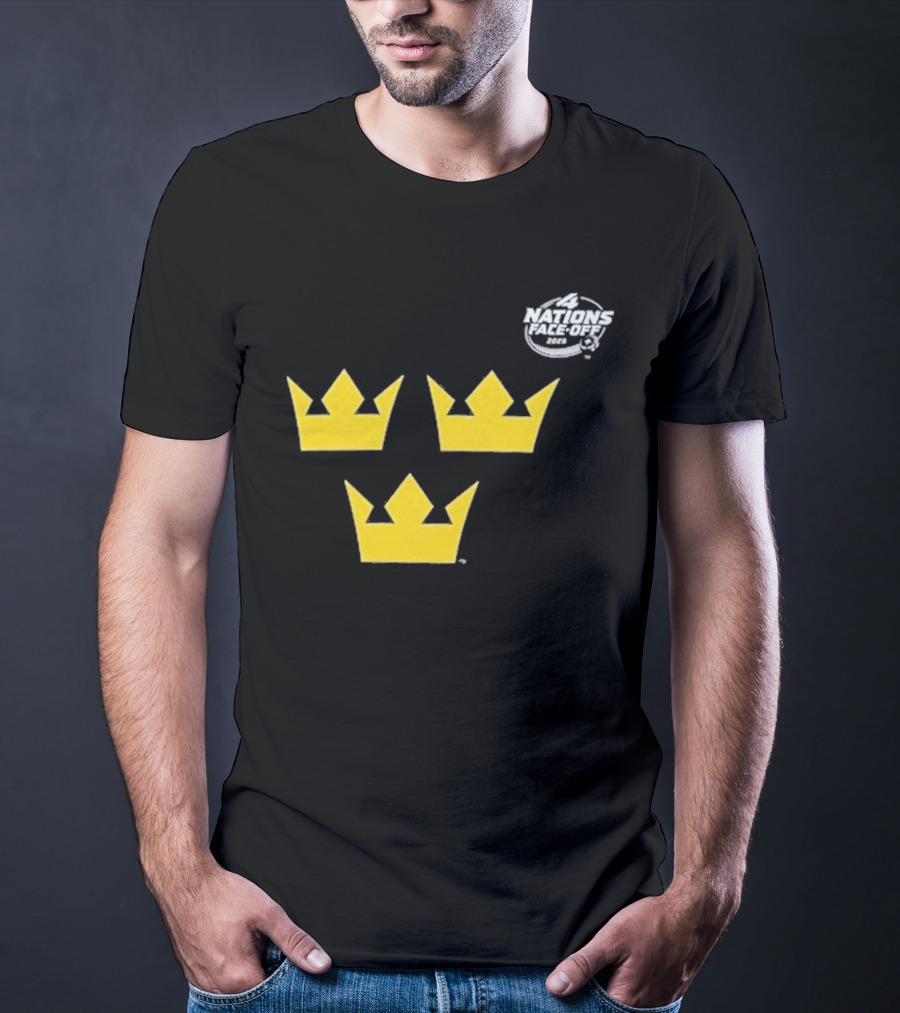 Awesome Sweden 2025 4 Nations Face-Off Primary Tre Kronor Yellow Crowns T-Shirt